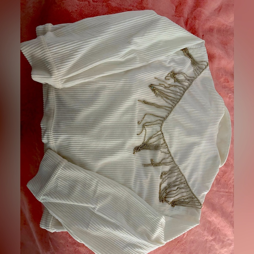 Elegant White Fringe Women's Top